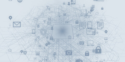 Fototapeta premium Futuristic CG illustration of cyberspace and digital technology concept
