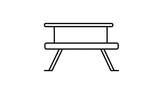 Simple line drawing of a park picnic table with benches attached, isolated on white