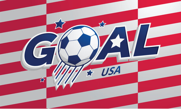 United States Soccer Victory Design with 3D Goal Text and Ball