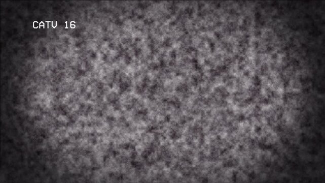 Authentic Gray Retro VHS Glitch Tracking Static With ITV 16 Text Overlay 4K