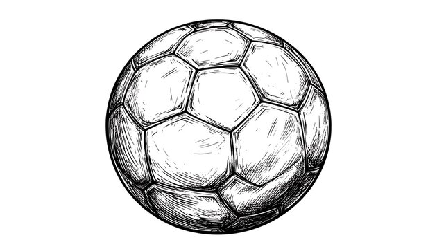 Sketchy drawing of a soccer ball with white hexagons and pentagons