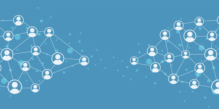 Business Online Communication. Connection with Points, Lines, wnd People Icon. Abstract Social Network Connection