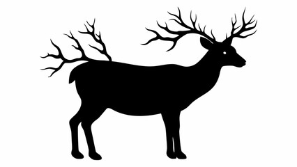 Obraz premium Majestic stag with large antlers silhouette