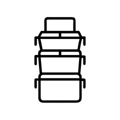 Modern black plastic storage containers stacked