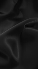 Black satin fabric background. Cloth wavy texture