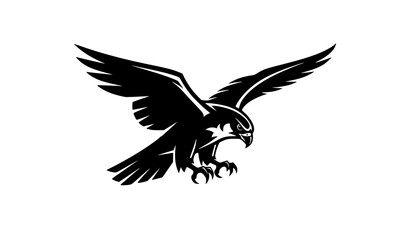 Fototapeta premium Minimal Black Falcon Silhouette Logo Vector for Esports Mascot Branding
