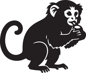 Obraz premium Marmoset in silhouette white backgruond۔