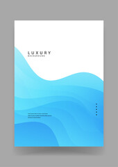 Fototapeta premium Elegant background design featuring soft blue layered waves at the bottom with a large white area for copy and minimalist text