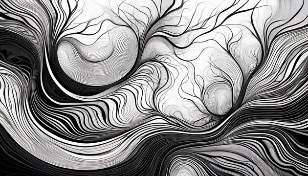 abstract organic pattern background or diffusion reaction pattern black irregular organic lines on white background