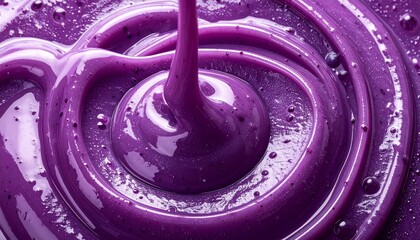 滑らかなブルーベリースムージーやミルクチョコレートの液体の波紋のクローズアップ