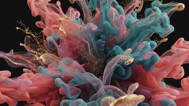 Dynamic abstrack motion of colorful liquid splash with vibrant colors and abstract shapes in a dramatic display