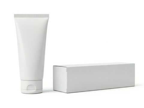 White cream tube and box packaging on white background cosmetic packaging white box