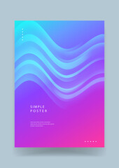 Fototapeta premium Aesthetic simple background with smooth wavy layers of cyan blue and magenta purple creating a calm fluid motion