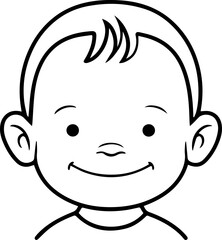 Obraz premium Adorable baby face with smiling expression in simple line art