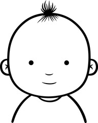 Obraz premium Adorable baby face with smiling expression in simple line art