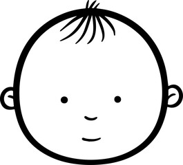 Obraz premium Adorable baby face with smiling expression in simple line art