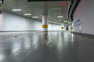 Modern Underground Parking Structure with Clean Lines and Decorative Elements