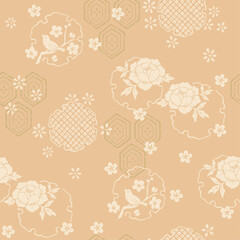 Elegant flower and bird seamless pattern, Vintage japanese and chinese floral pattern.