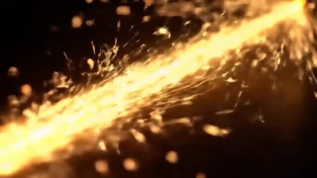 Sparks and Flames Against a Black Background.