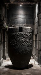 Natural Stone Water Cistern Carved Single Block Heritage Craftsmanship Ancient Reservoir Architecture Texture Photo