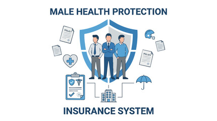 Fototapeta premium Male Health Protection Insurance System for Men.