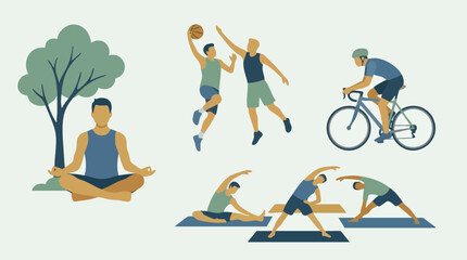Fototapeta premium Diverse Group of People Engaging in Various Healthy Activities.