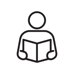 Naklejka premium Person Reading Book Line Icon Vector On White Background