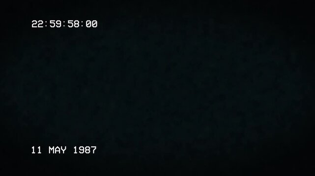 Dark Vintage VHS Tape Screen Overlay With May 1987 Date And Timecode 4K