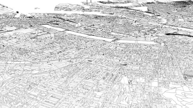 3D looped animation of city - Copenhagen Denmark