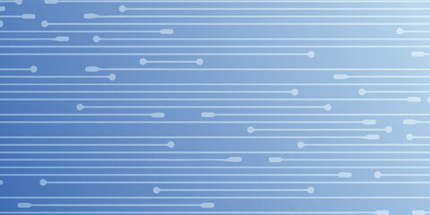 Abstract blue background with modern digital circuit lines and nodes pattern.