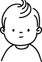 Adorable baby face with smiling expression in simple line art