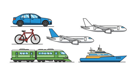 Various Modes of Transportation Vehicles.