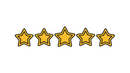 Fototapeta premium Five Golden Stars Rating System Vector Illustration, Customer Feedback Concept, Five Star Review Graphic, Best Choice Symbol, Isolated on White Background