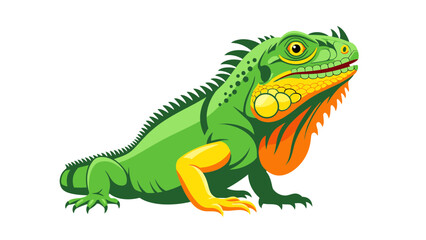 Obraz premium Green Iguana Reptile Illustration, Detailed Vector Graphic, Wildlife Icon for Nature and Zoo Concepts, Isolated on White Background