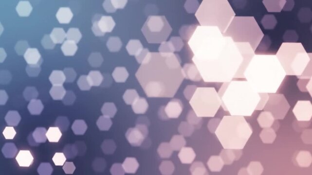 Abstract hexagonal bokeh lights gently fade in and out on a gradient background.