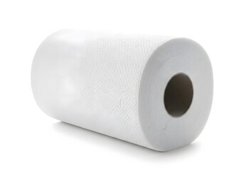 Fototapeta premium A roll of white paper towels on a white background