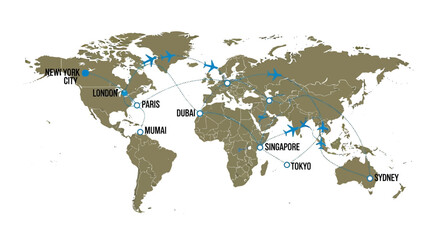 World map illustration showing continents, countries and oceans of Earth in a global geography atlas style vector design © Rizky