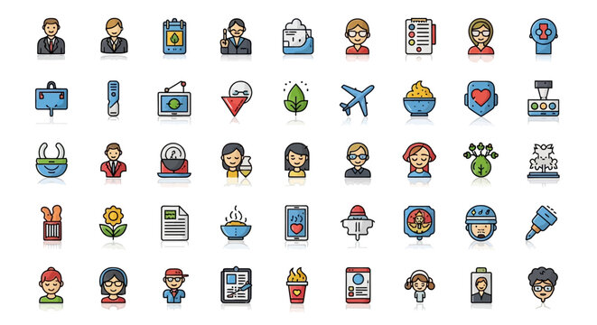 vector illustration family and children icon set business web symbols collection