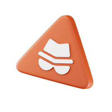 3D Fraud Alert Icon with Warning Triangle and Symbol
