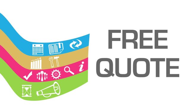 Free Quote Colorful Waves Business Symbols Left Blinking Text 