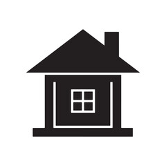 Simple Black House Icon Silhouette Isolated on White Background