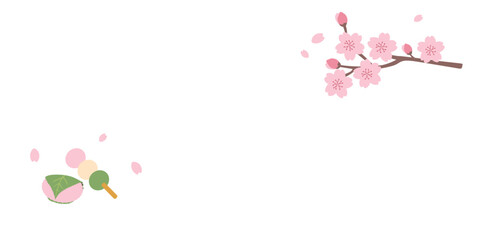 春のバナーイラスト　春の背景イラスト　桜のバナー　ピンク　春素材　