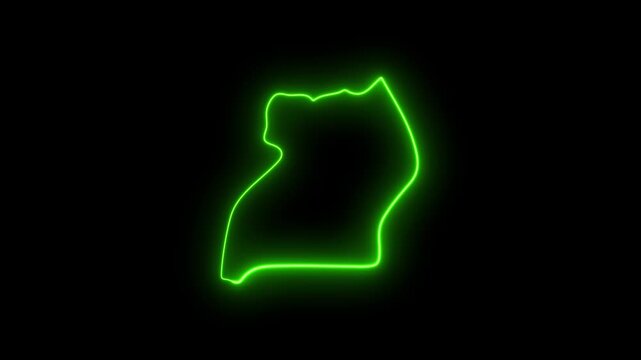 Neon glow map animation of uganda looping