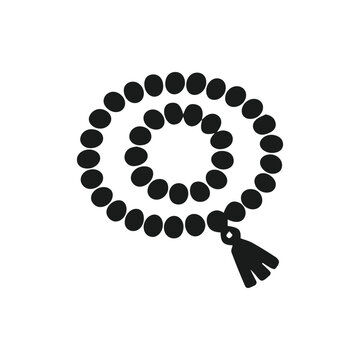 Minimalist Black Islamic Prayer Beads Icon Simple Spiritual Symbol