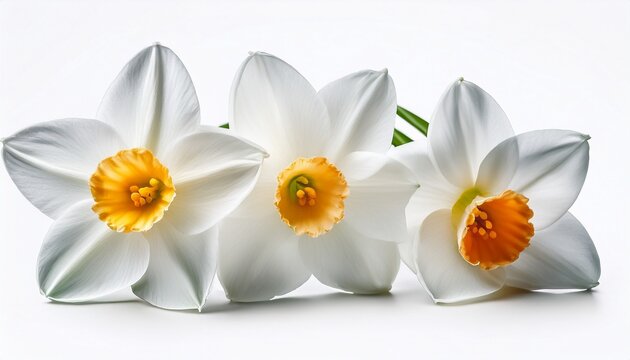white flower of narcissus papyraceus plant isolated on white background common name paperwhite