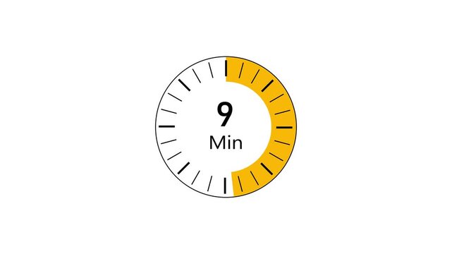 9 min clock icon animation. Clock 9-minute icon Digital and analog clock 9 minutes isolated on white background. and creating a stunning video.4k video.