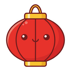 Obraz premium A cute and cheerful cartoon red Chinese lantern with a happy face, perfect for festive decorations.