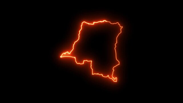 Democratic republic of congo map glowing outline