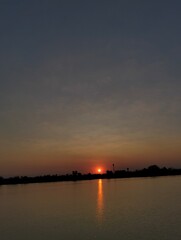 Fototapeta premium sunset light on sky the riverside 