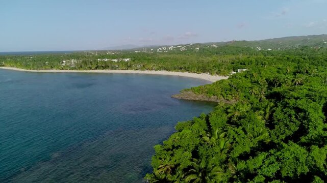 Aerial View of Las Ballenas Beach in Las Terrenas, Dominican Republic &ndash; Tropical Caribbean Coastline
